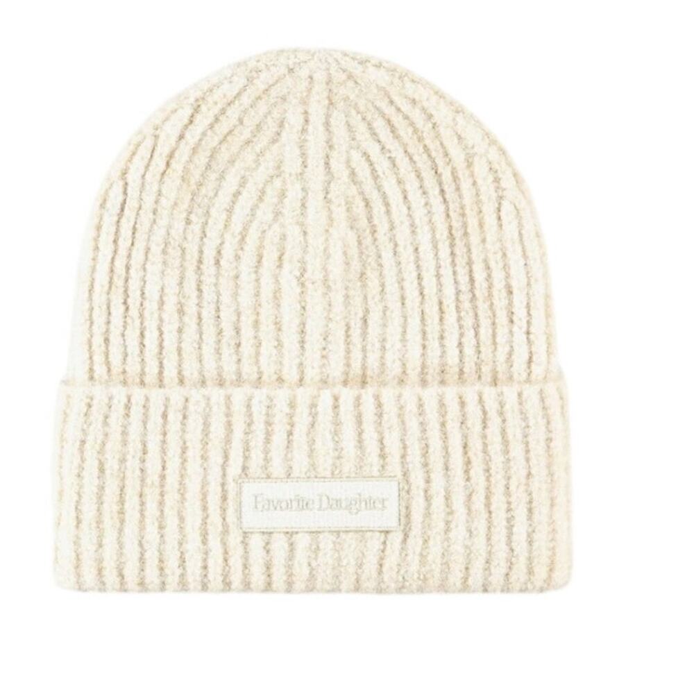 FAVORITE DAUGTER 'THE LOGO PATCH RIB BEANIE' IVORY